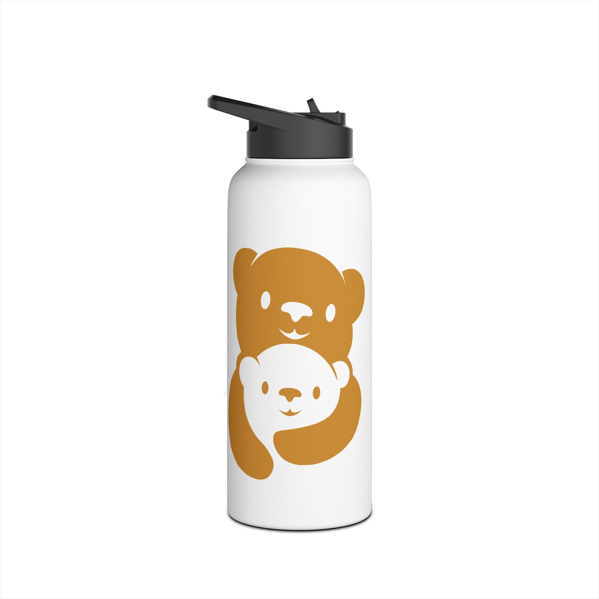 Gold Bear Hug Stainless Steel Water Bottle | White Premium 12oz/18oz/32oz