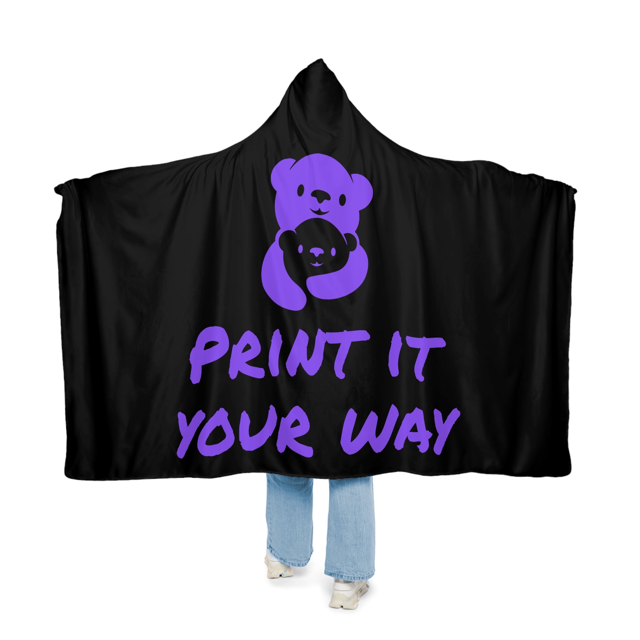 Purple Bear Hug Snuggle Blanket | Black Bold Cozy Fleece Throw