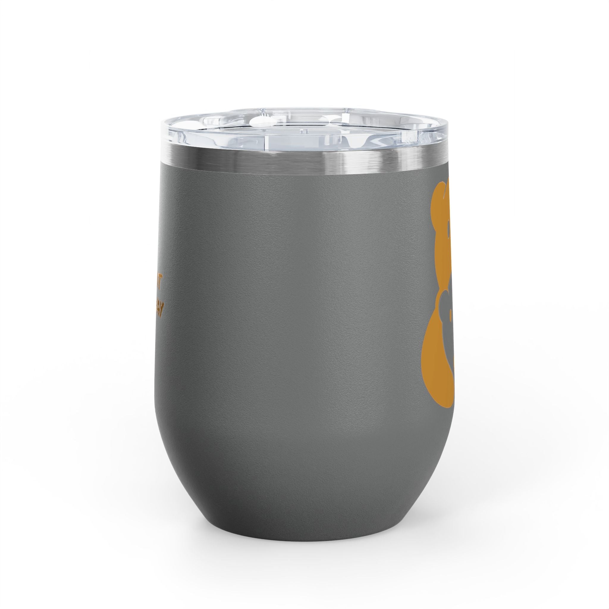 Gold Bear Hug Wine Tumbler 12oz | Insulated Stainless Steel with Lid