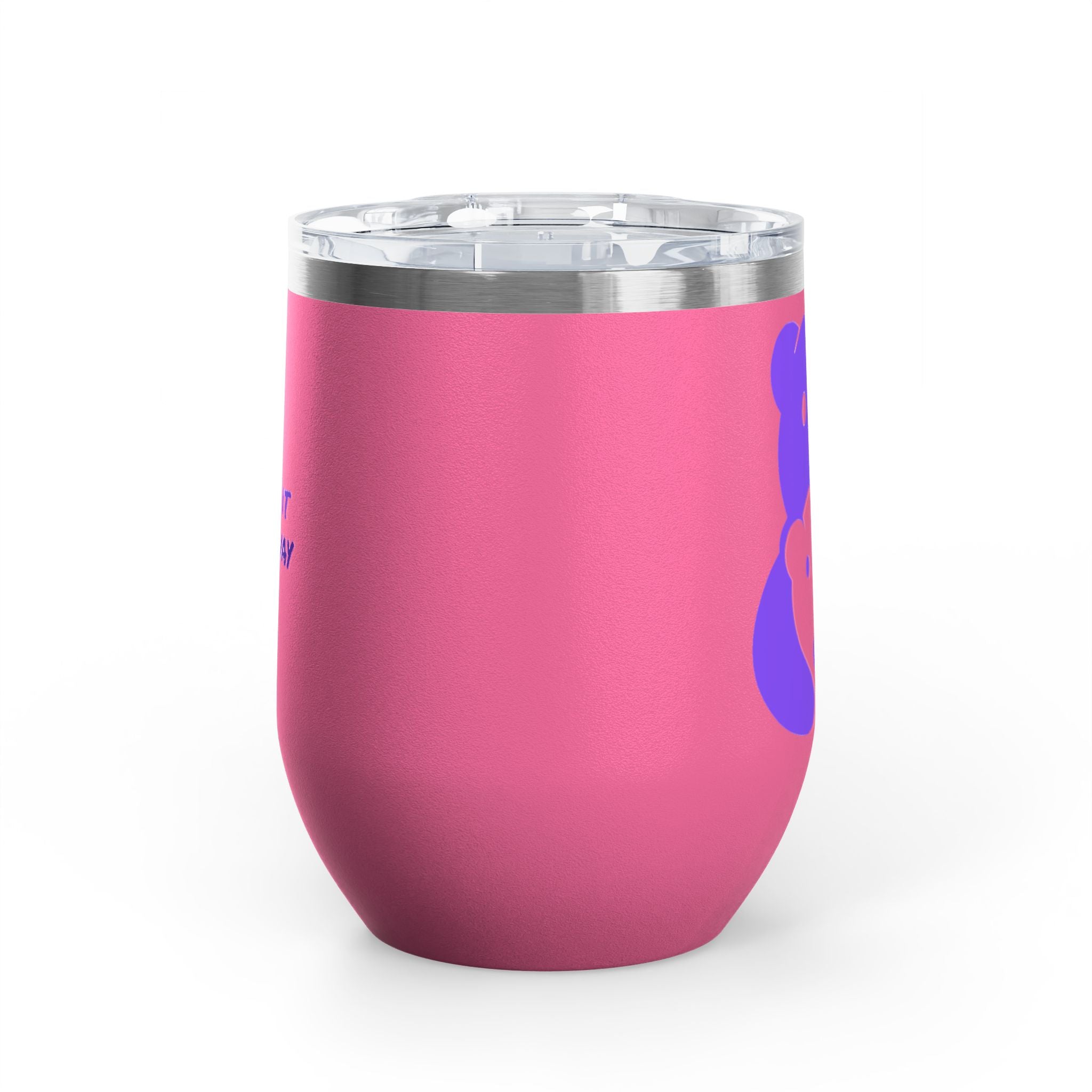 Purple Bear Hug Wine Tumbler 12oz | Insulated Stainless Steel with Lid