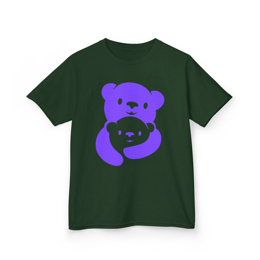 Purple Bear Hug Kids T-Shirt | Bold Heavy Cotton Youth Tee