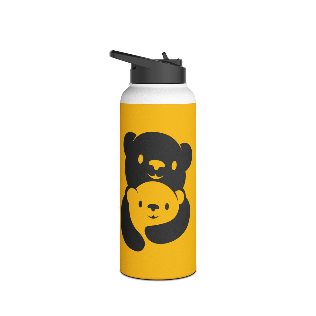 Black Bear Hug Stainless Steel Water Bottle | Yellow Insulated 12oz/18oz/32oz