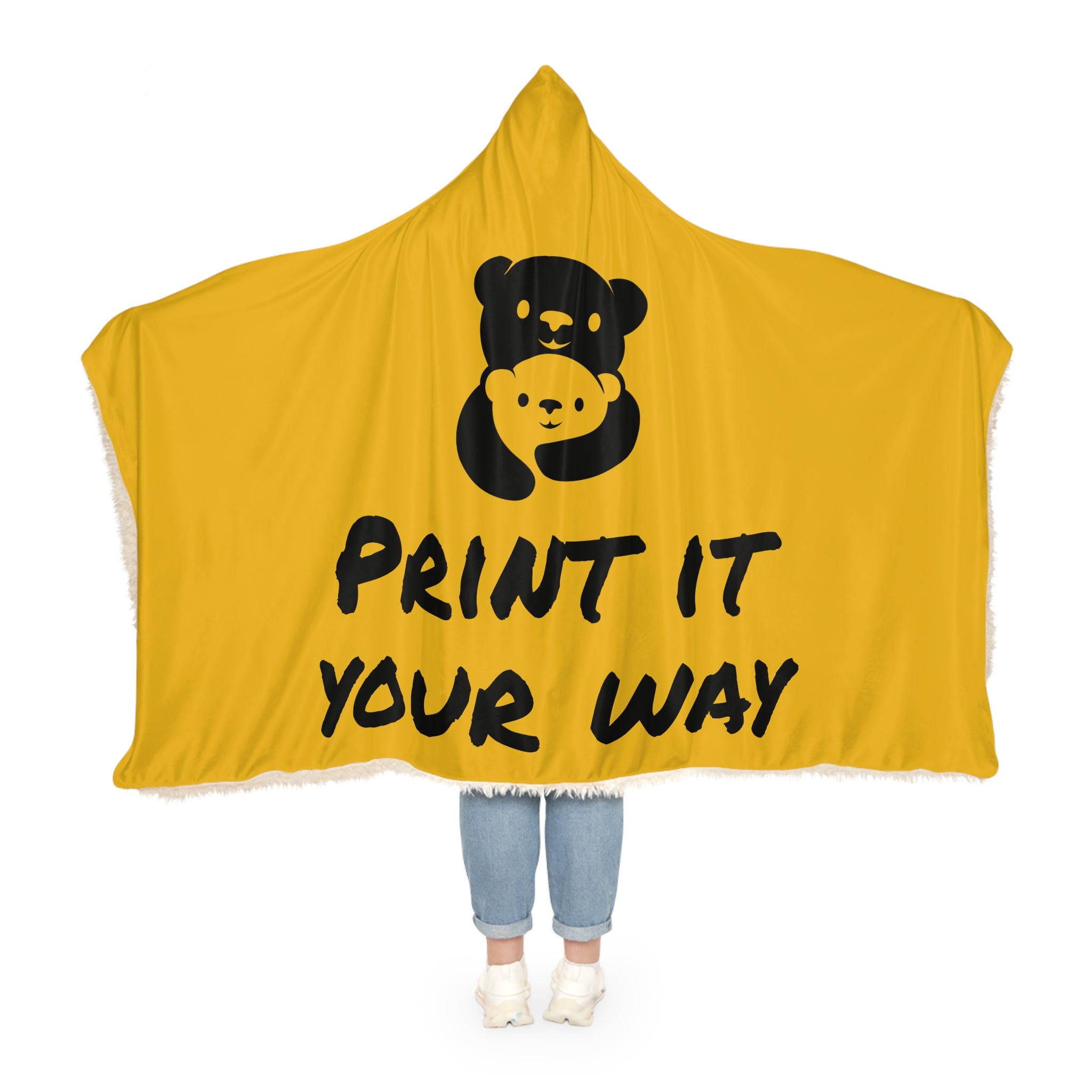 Black Bear Hug Snuggle Blanket | Yellow Sunny Cozy Fleece Throw