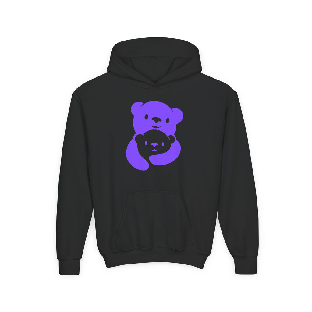 Purple Bear Hug Youth Hoodie | Bold Heavy Blend Hooded Sweatshirt