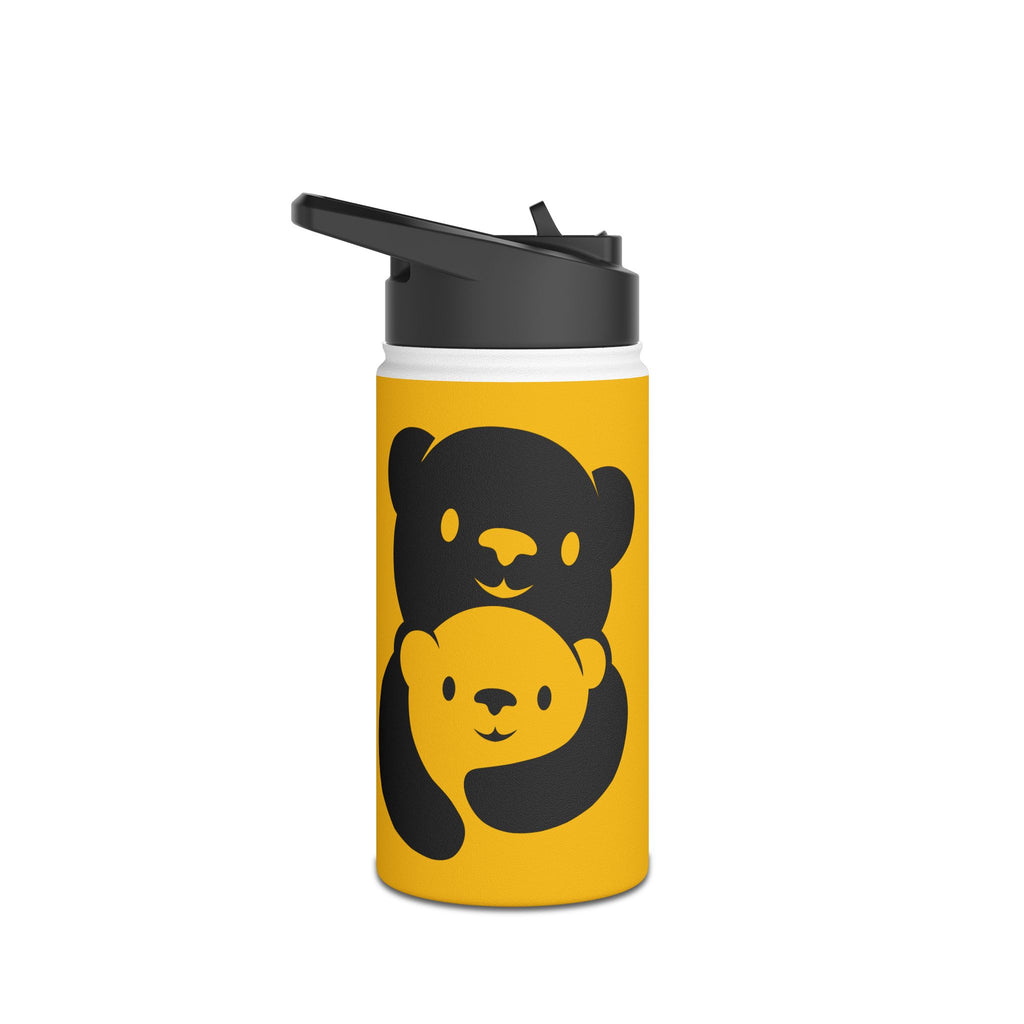 Black Bear Hug Stainless Steel Water Bottle | Yellow Insulated 12oz/18oz/32oz