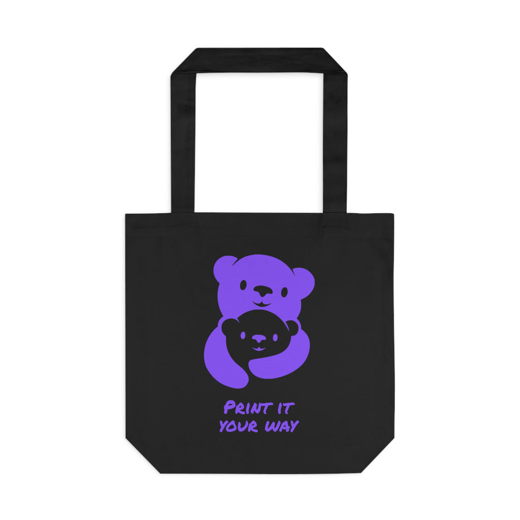 Purple Bear Hug Cotton Tote Bag | Heavy-Weight Canvas Tote