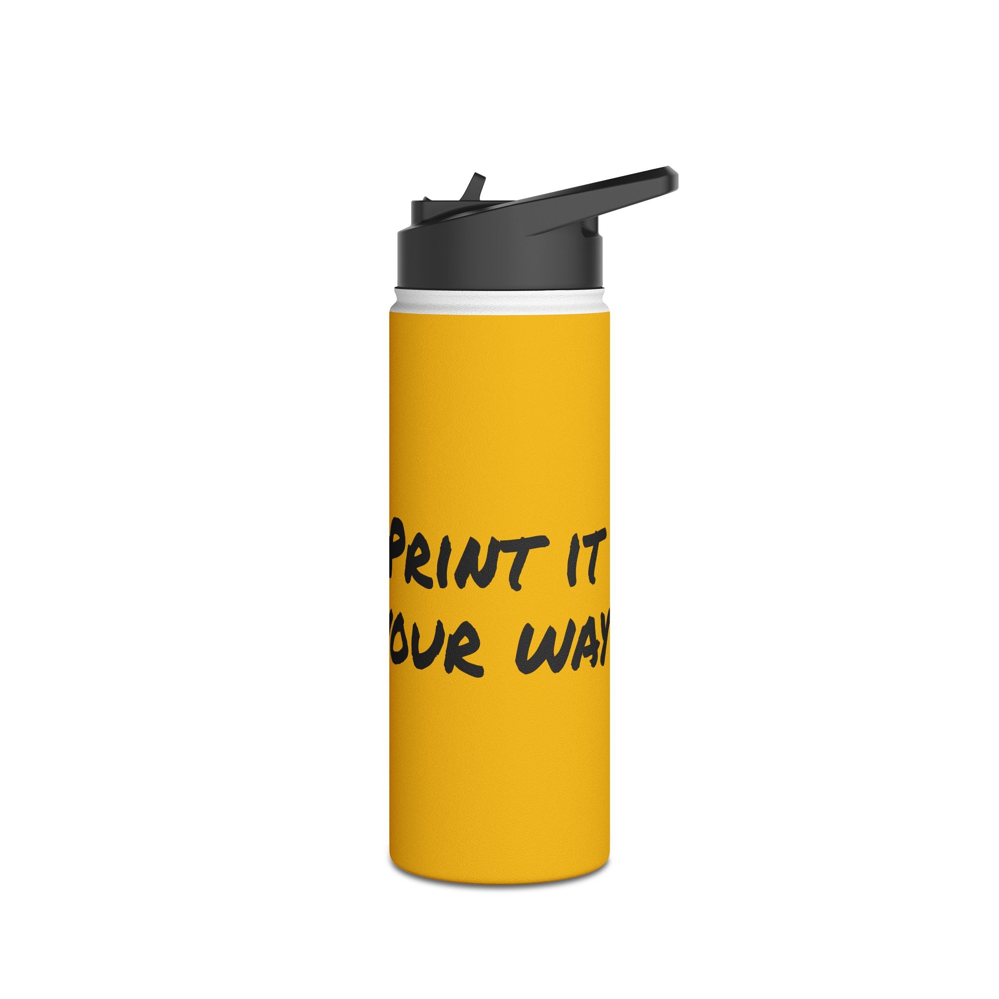 Black Bear Hug Stainless Steel Water Bottle | Yellow Insulated 12oz/18oz/32oz