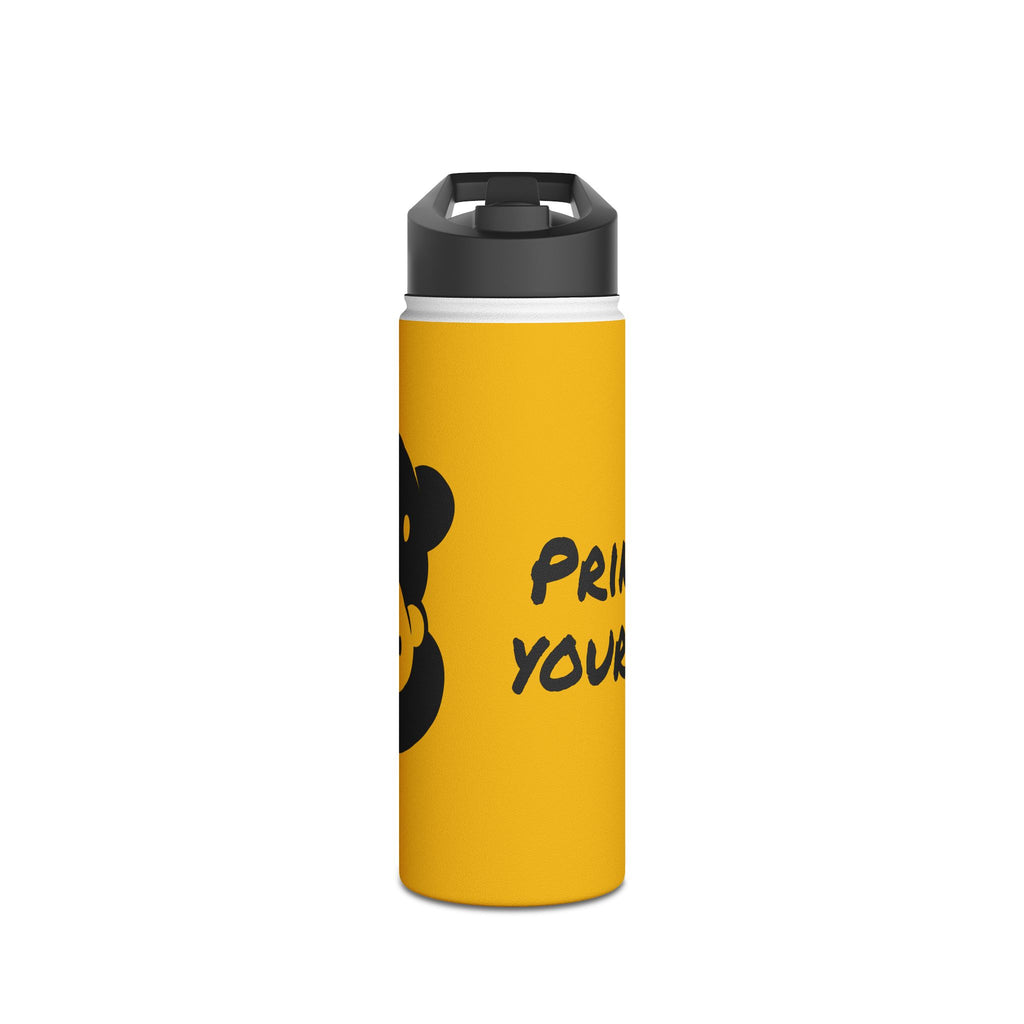 Black Bear Hug Stainless Steel Water Bottle | Yellow Insulated 12oz/18oz/32oz