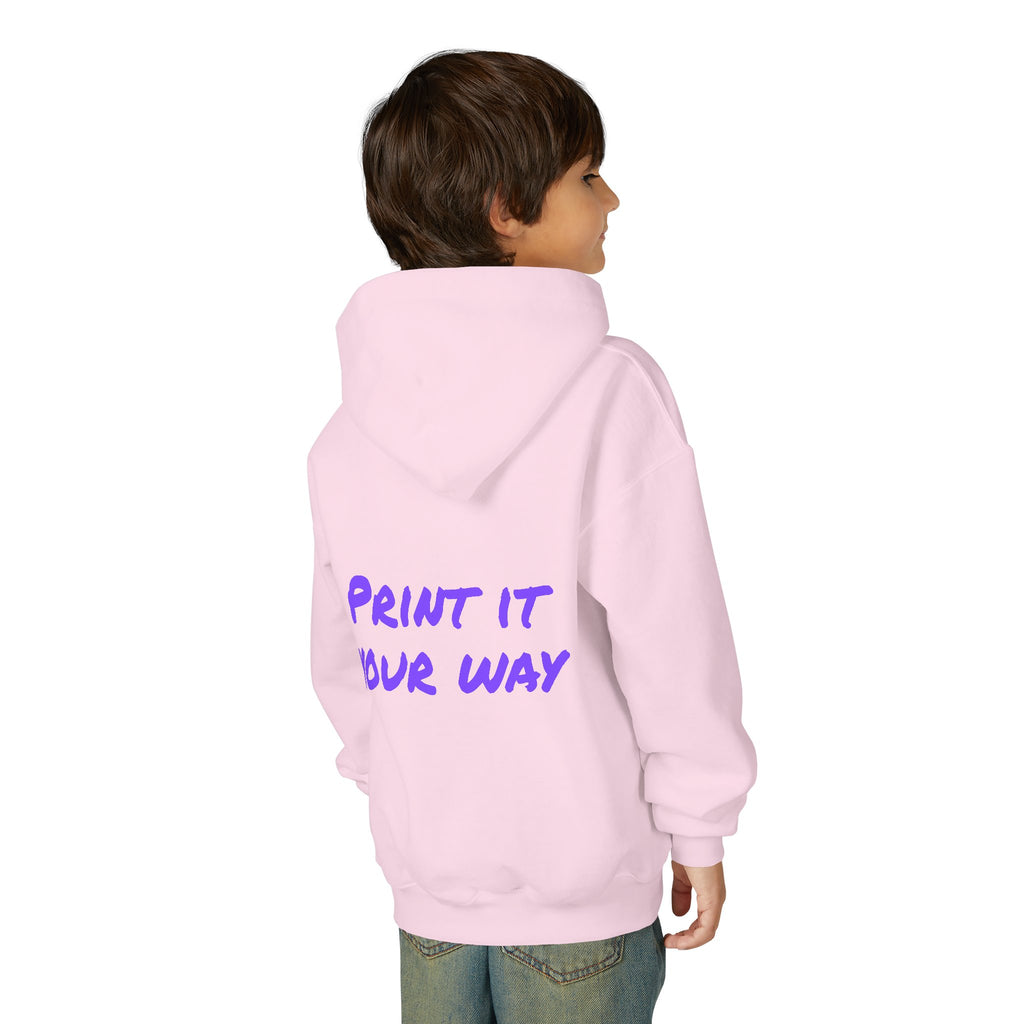 Purple Bear Hug Youth Hoodie | Bold Heavy Blend Hooded Sweatshirt