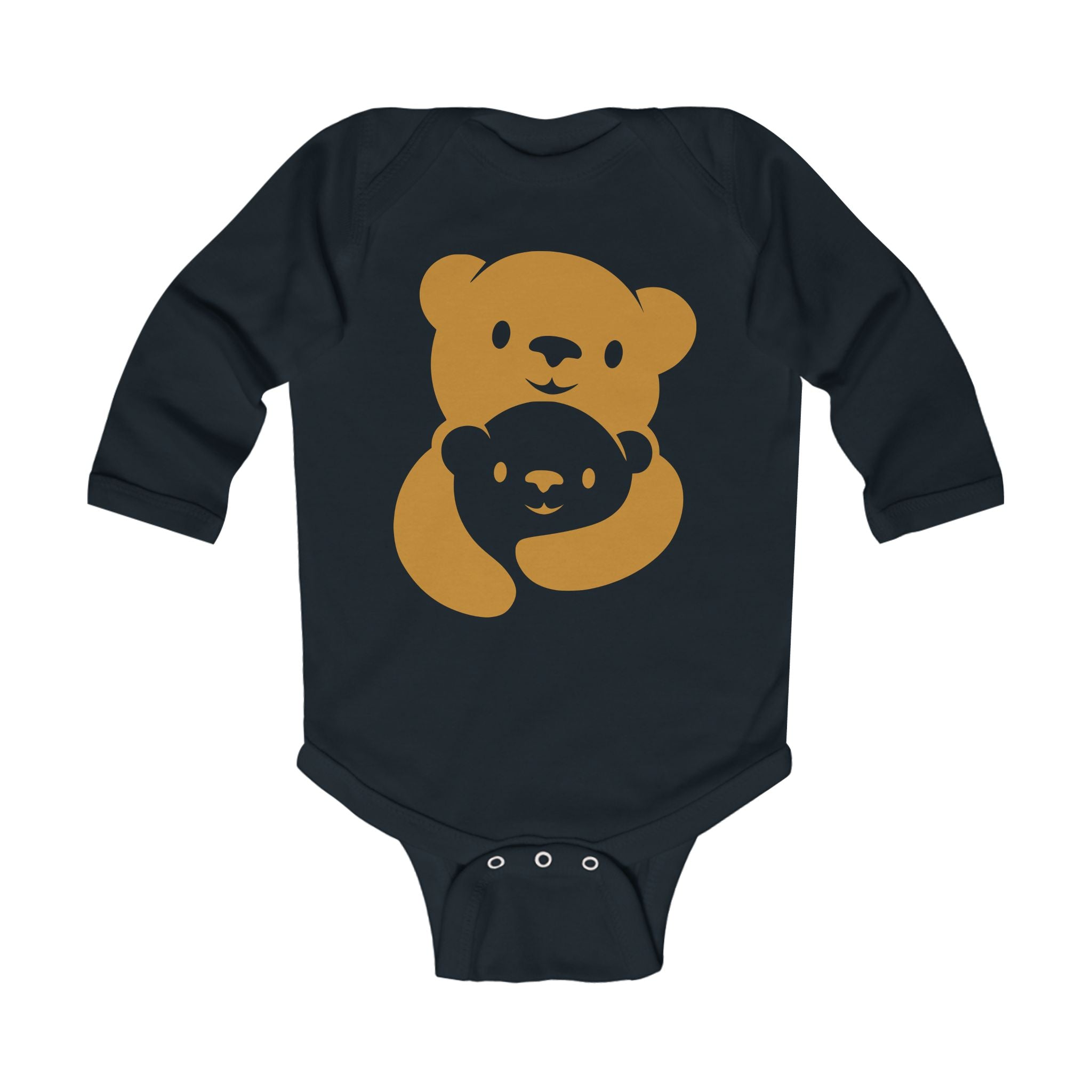Gold Bear Hug Infant Long Sleeve Bodysuit | Premium Soft Cotton Baby Onesie