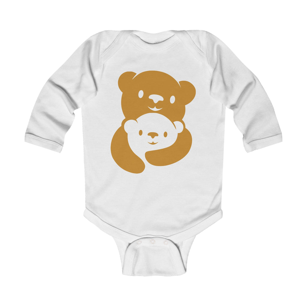 Gold Bear Hug Infant Long Sleeve Bodysuit | Premium Soft Cotton Baby Onesie