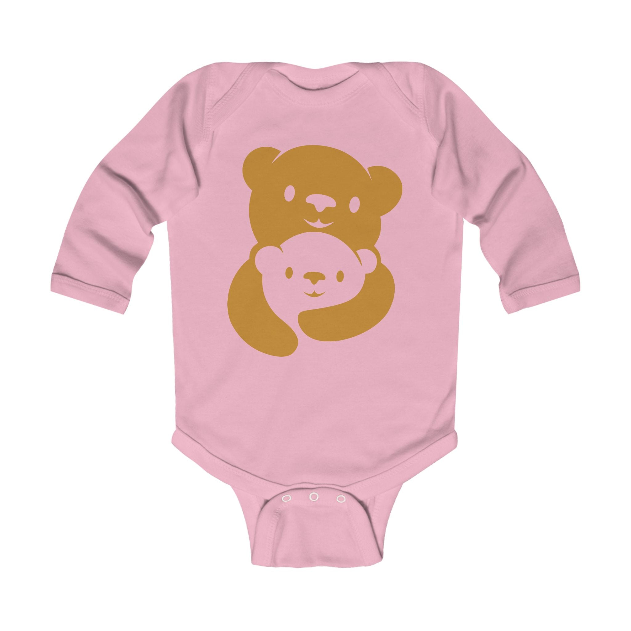 Gold Bear Hug Infant Long Sleeve Bodysuit | Premium Soft Cotton Baby Onesie