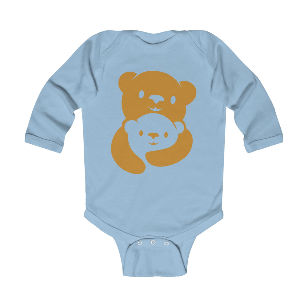 Gold Bear Hug Infant Long Sleeve Bodysuit | Premium Soft Cotton Baby Onesie