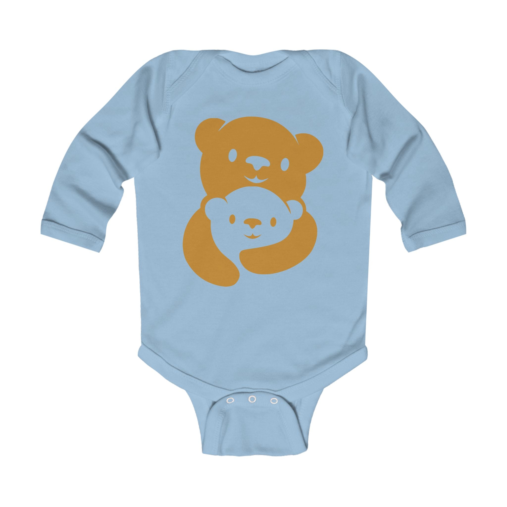 Gold Bear Hug Infant Long Sleeve Bodysuit | Premium Soft Cotton Baby Onesie