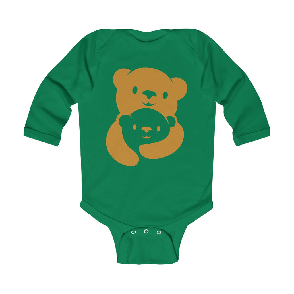 Gold Bear Hug Infant Long Sleeve Bodysuit | Premium Soft Cotton Baby Onesie
