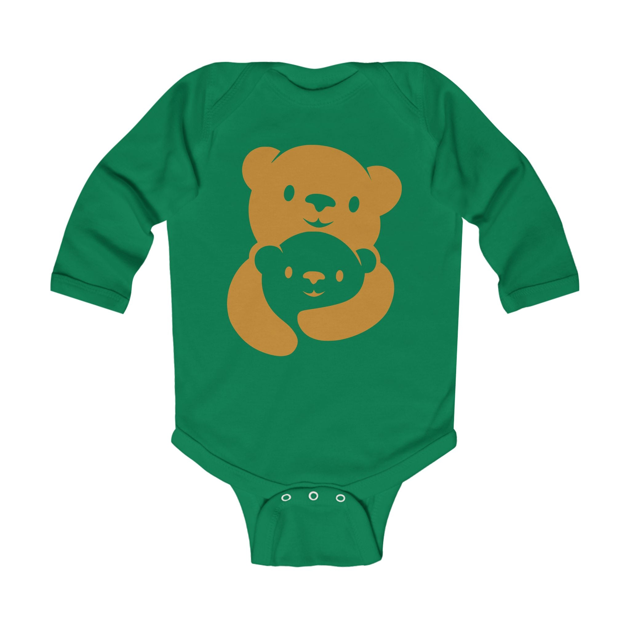 Gold Bear Hug Infant Long Sleeve Bodysuit | Premium Soft Cotton Baby Onesie