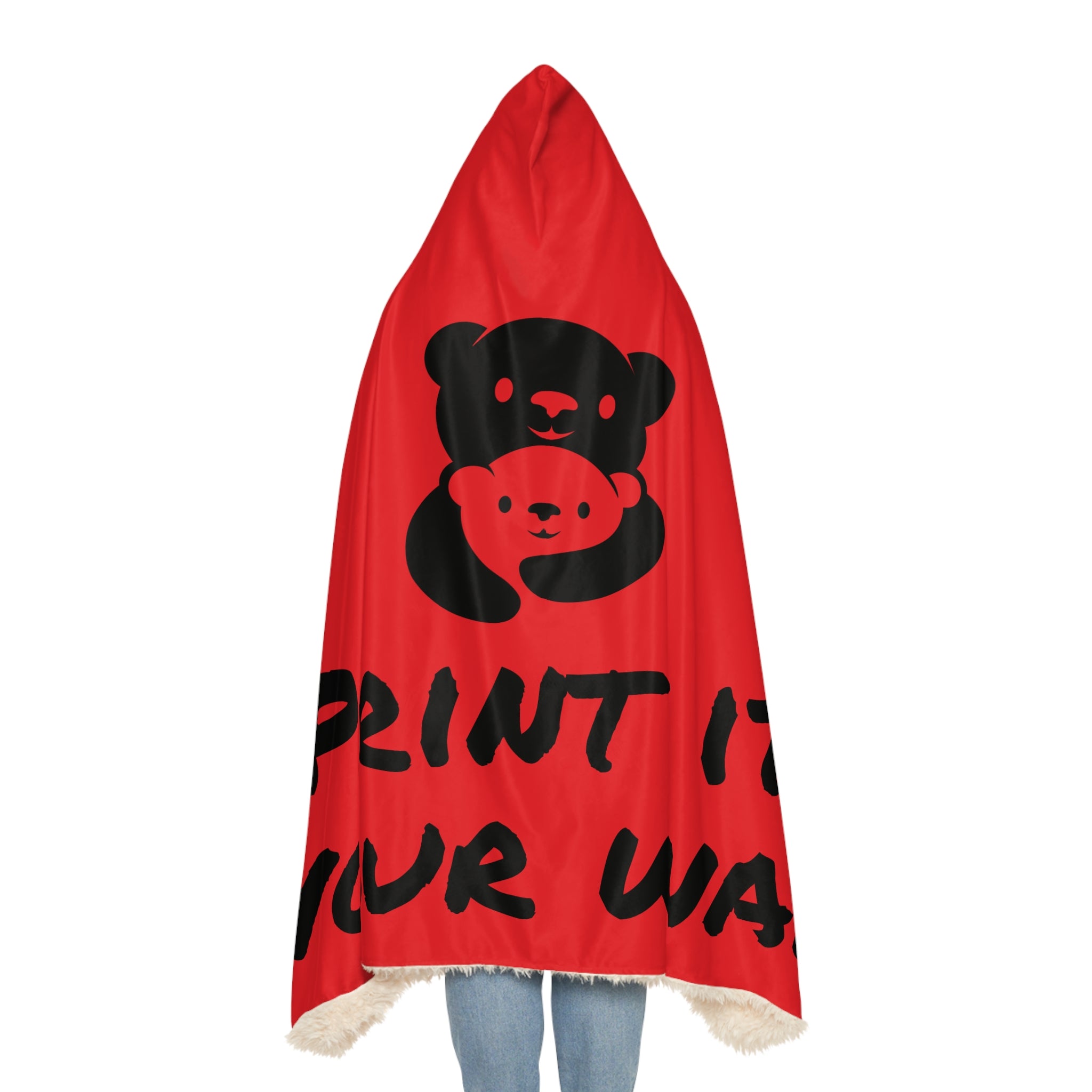 Black Bear Hug Snuggle Blanket | Red Cozy Fleece Throw