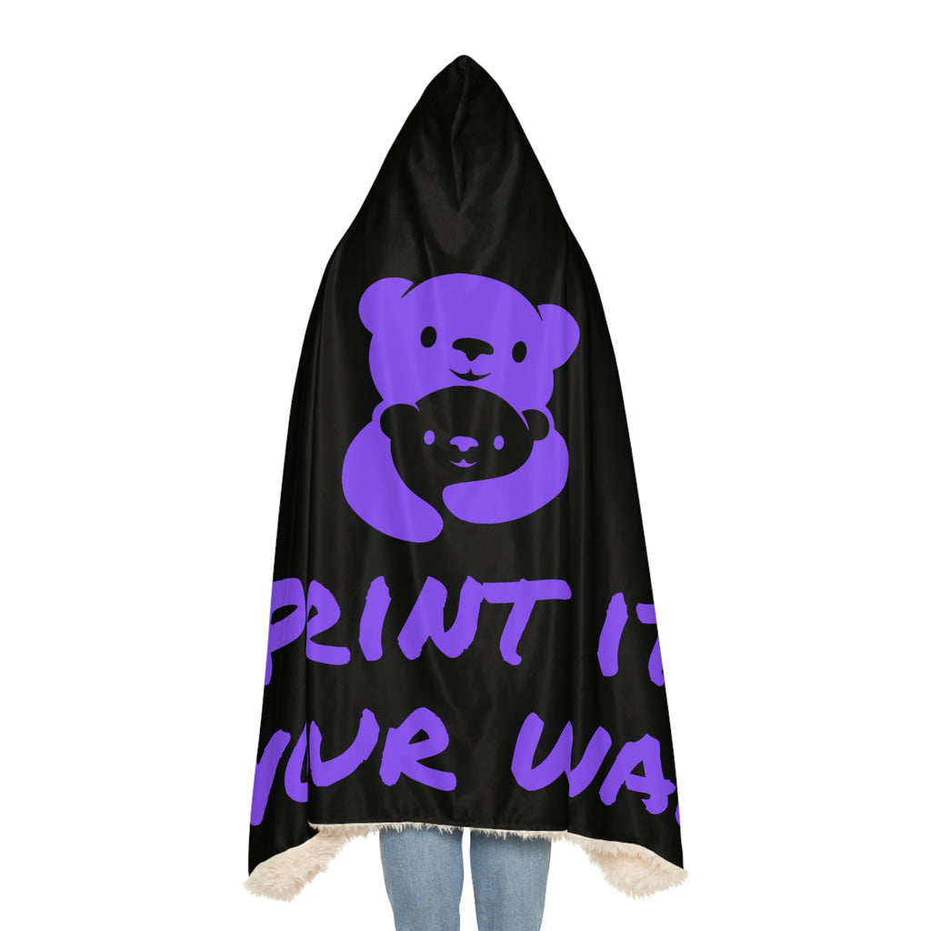 Purple Bear Hug Snuggle Blanket | Black Bold Cozy Fleece Throw