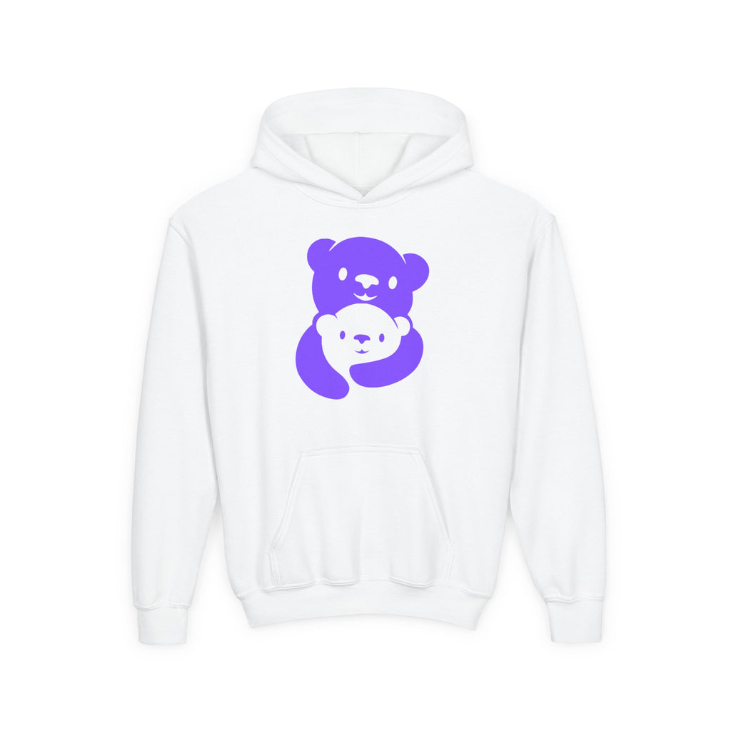 Purple Bear Hug Youth Hoodie | Bold Heavy Blend Hooded Sweatshirt