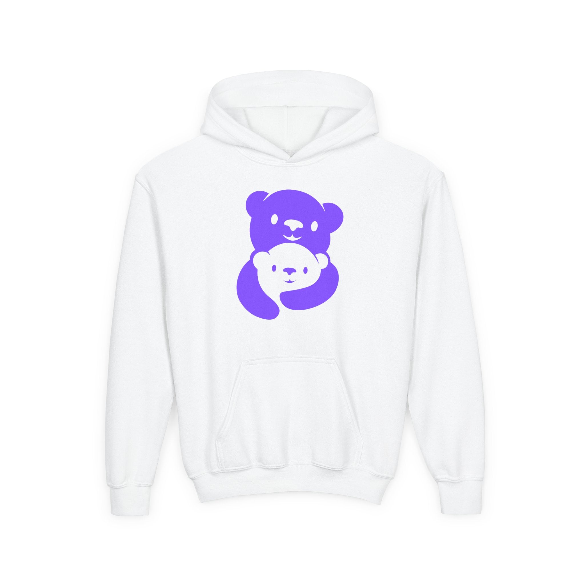 Purple Bear Hug Youth Hoodie | Bold Heavy Blend Hooded Sweatshirt