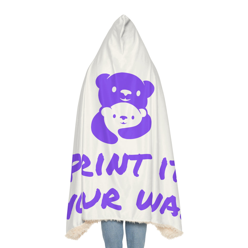 Purple Bear Hug Snuggle Blanket | White Bright Cozy Fleece Throw