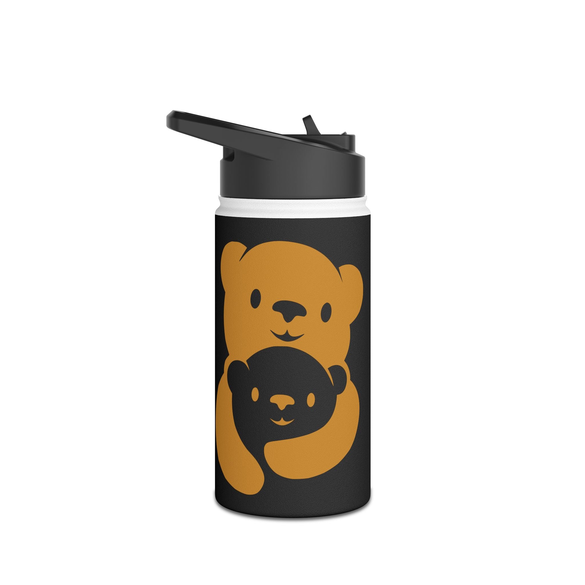 Gold Bear Hug Stainless Steel Water Bottle | Black Premium 12oz/18oz/32oz