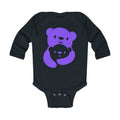 Purple Bear Hug Infant Long Sleeve Bodysuit | Bold Soft Cotton Baby Onesie