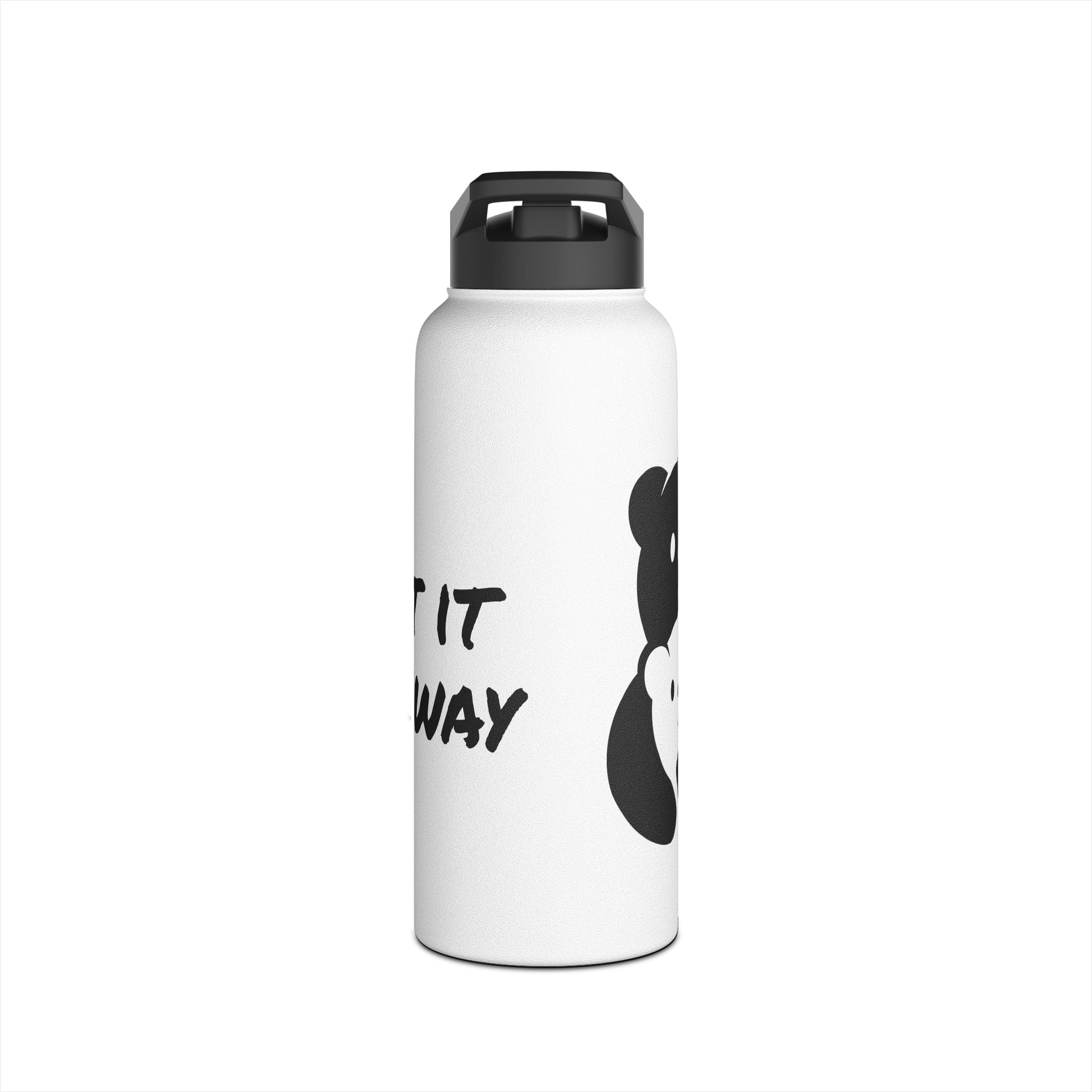 Black Bear Hug Logo Stainless Steel Water Bottle | White Insulated 12oz/18oz/32oz