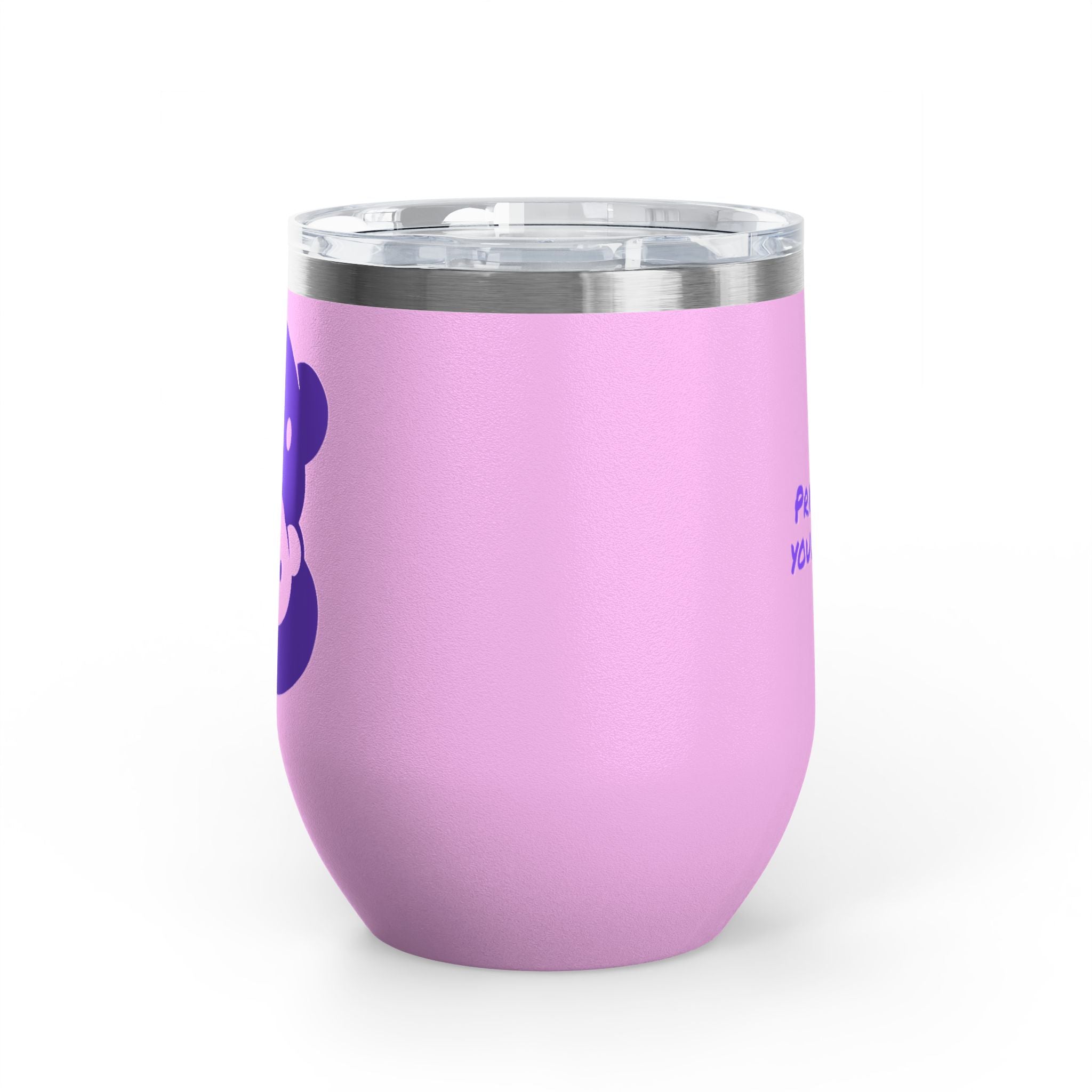Purple Bear Hug Wine Tumbler 12oz | Insulated Stainless Steel with Lid