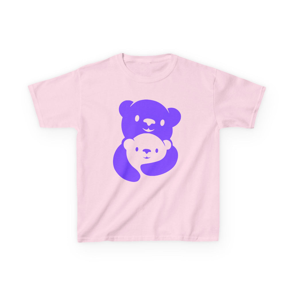Purple Bear Hug Kids T-Shirt | Bold Heavy Cotton Youth Tee