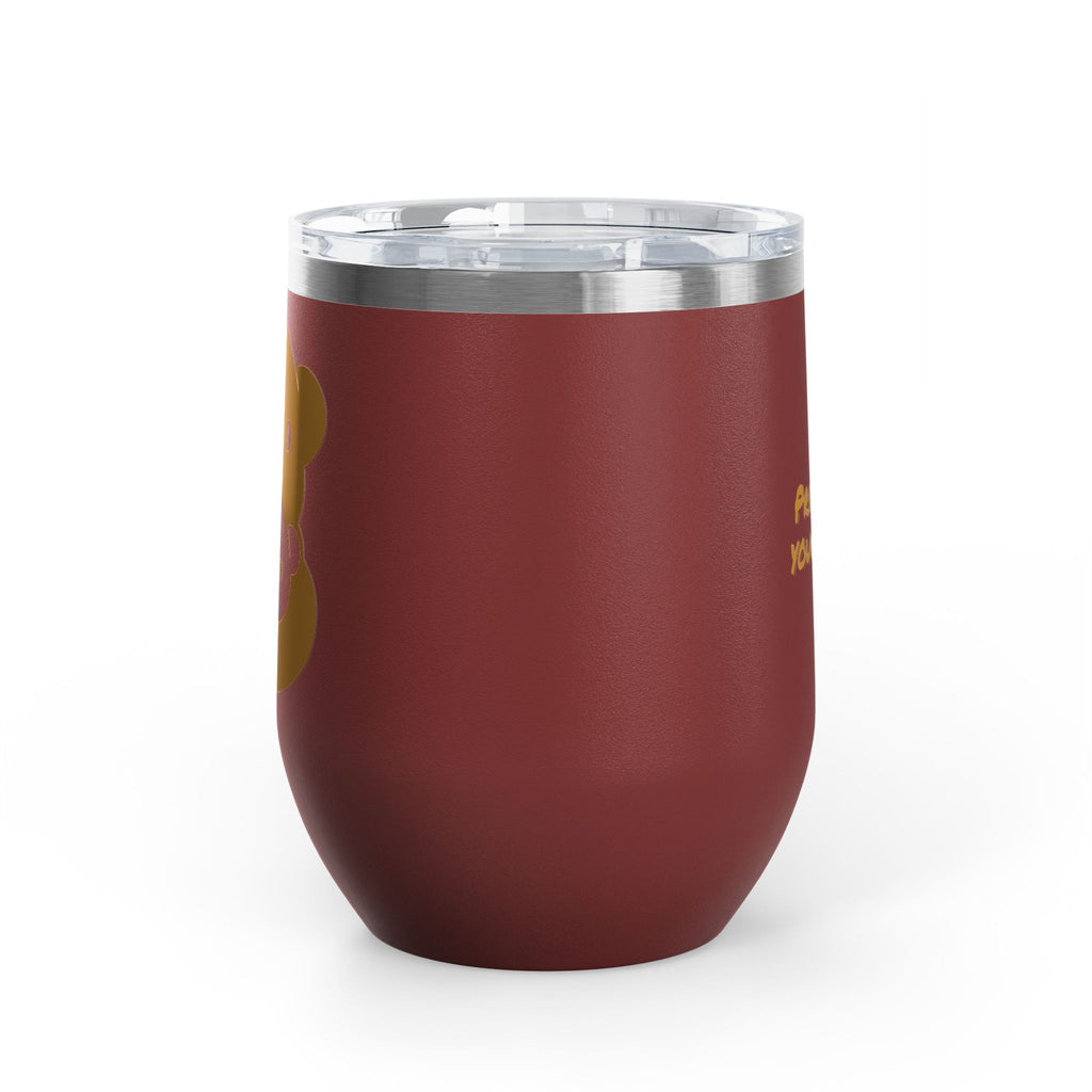 Gold Bear Hug Wine Tumbler 12oz | Insulated Stainless Steel with Lid