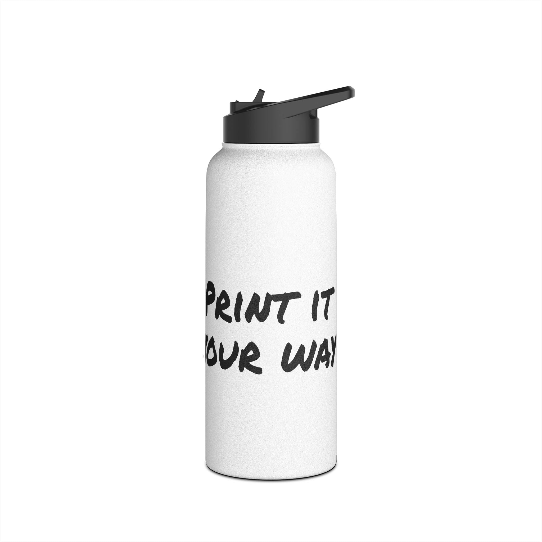 Black Bear Hug Logo Stainless Steel Water Bottle | White Insulated 12oz/18oz/32oz