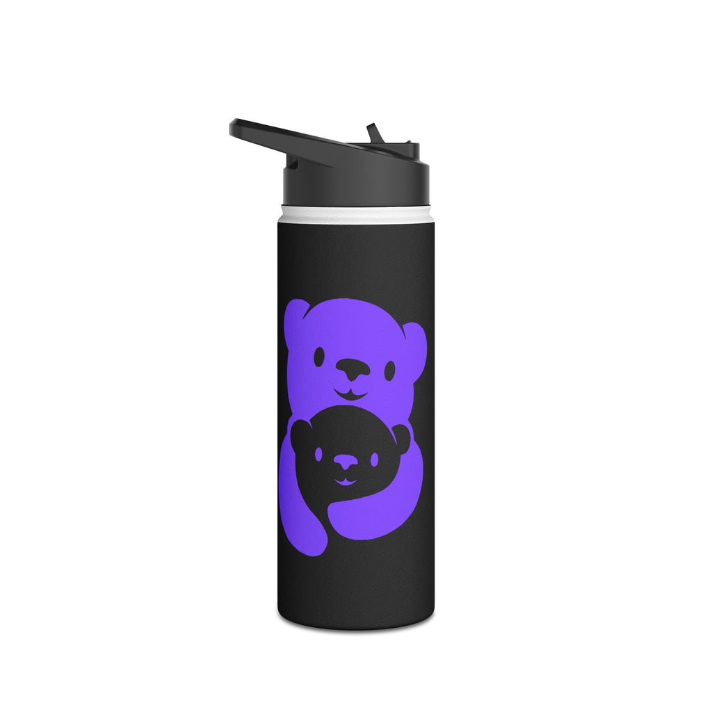Purple Bear Hug Stainless Steel Water Bottle | Black Bold 12oz/18oz/32oz