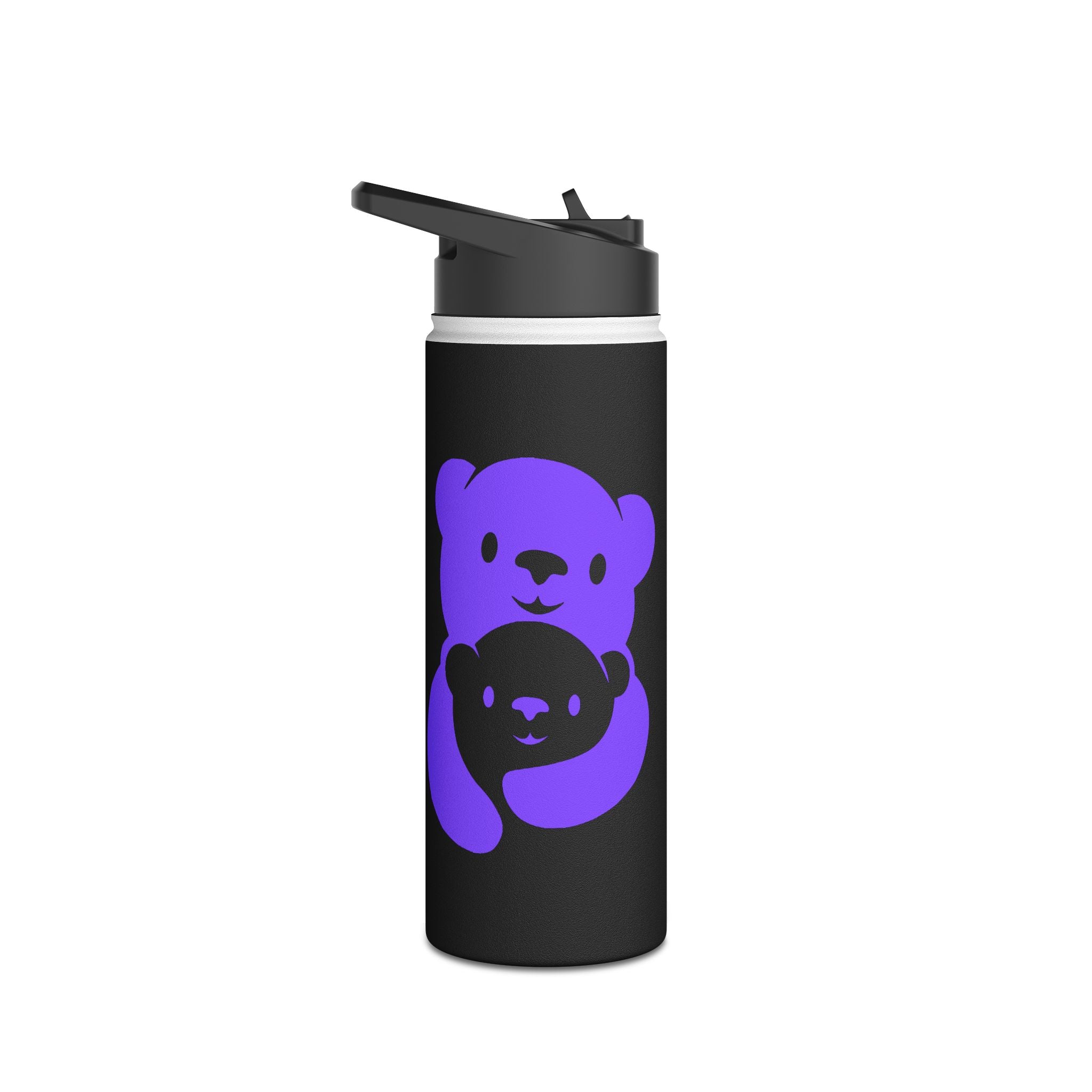Purple Bear Hug Stainless Steel Water Bottle | Black Bold 12oz/18oz/32oz