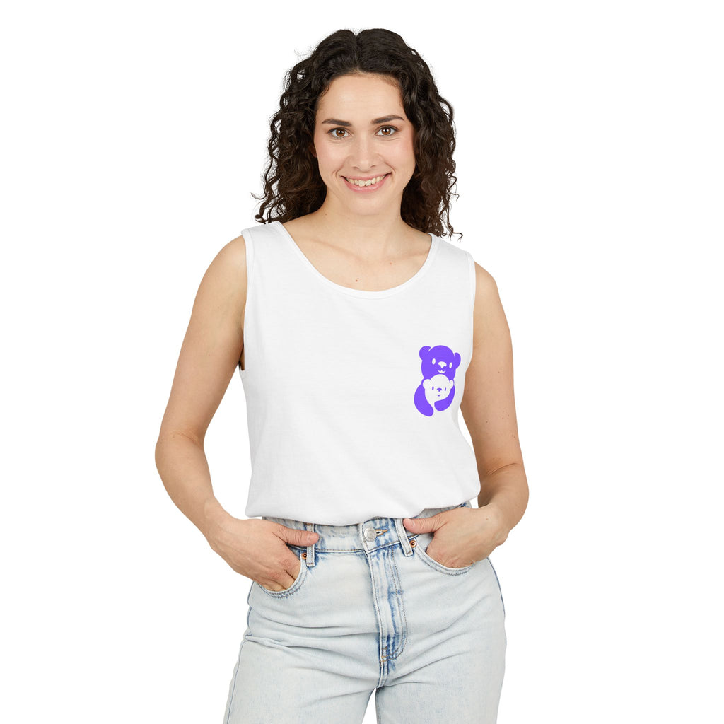 Purple Bear Hug Unisex Tank Top | Premium Heavyweight Garment-Dyed
