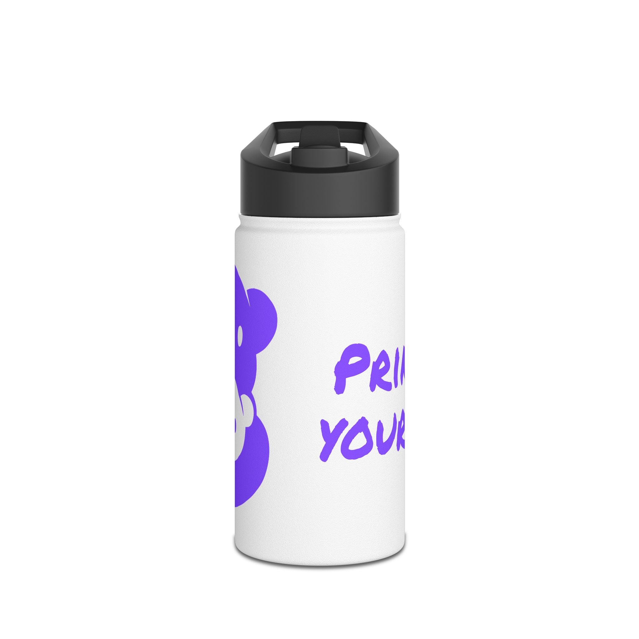 Purple Bear Hug Stainless Steel Water Bottle | White Bright 12oz/18oz/32oz