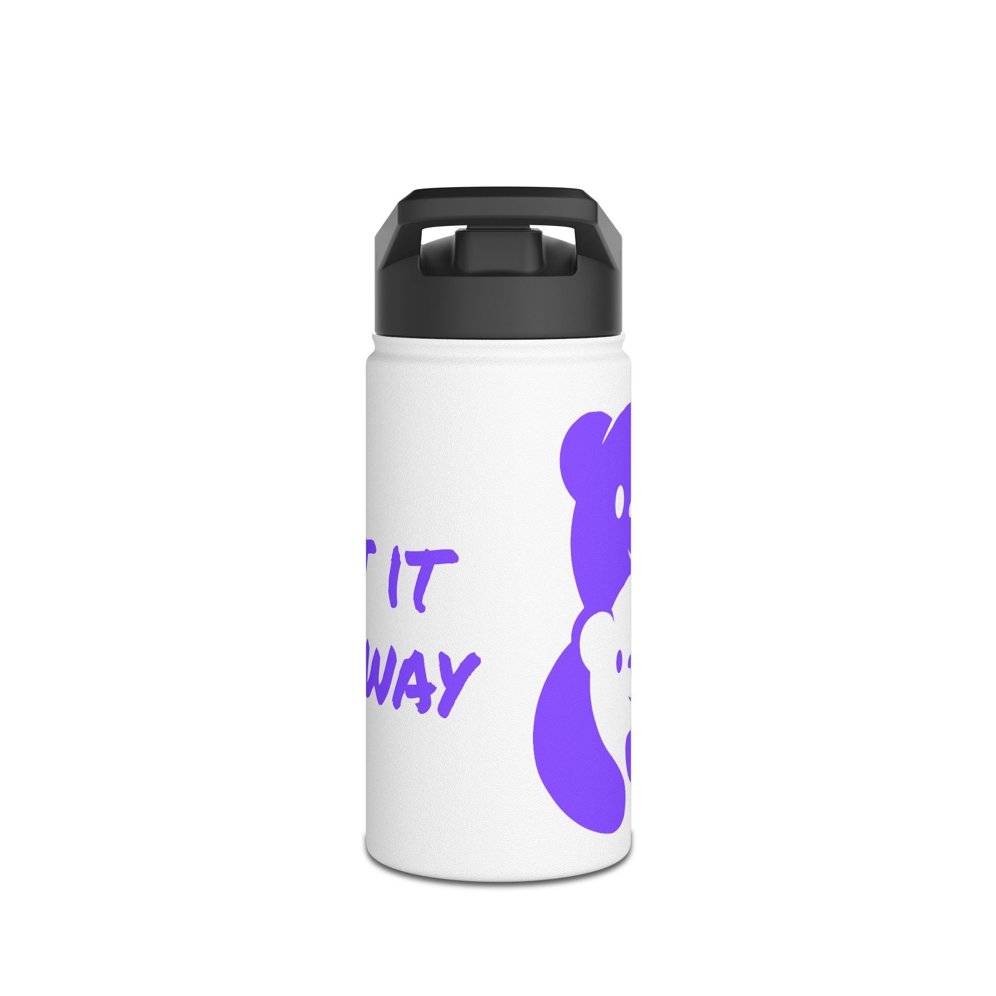 Purple Bear Hug Stainless Steel Water Bottle | White Bright 12oz/18oz/32oz