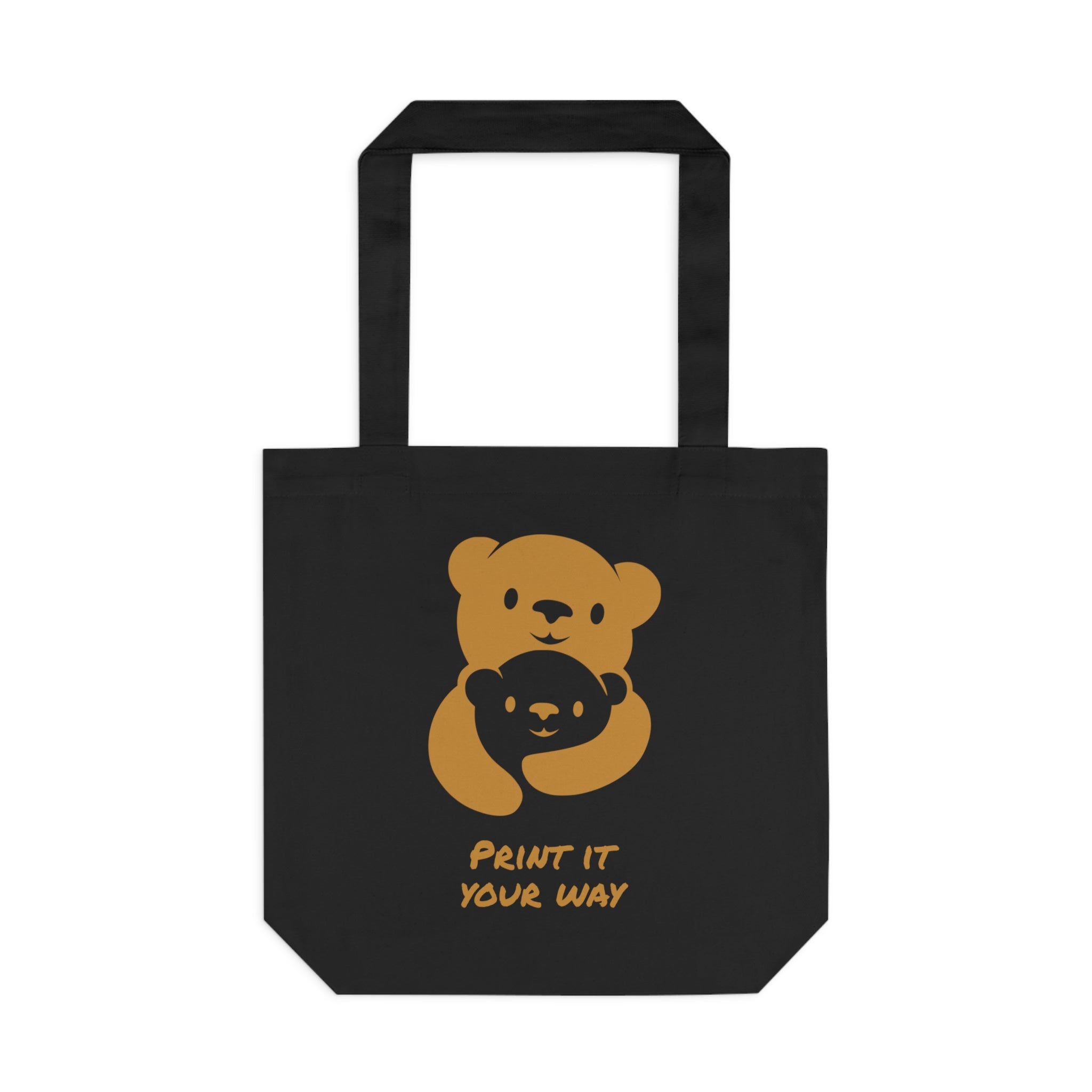 Gold Bear Hug Cotton Tote Bag | Premium Heavy-Weight Canvas Tote