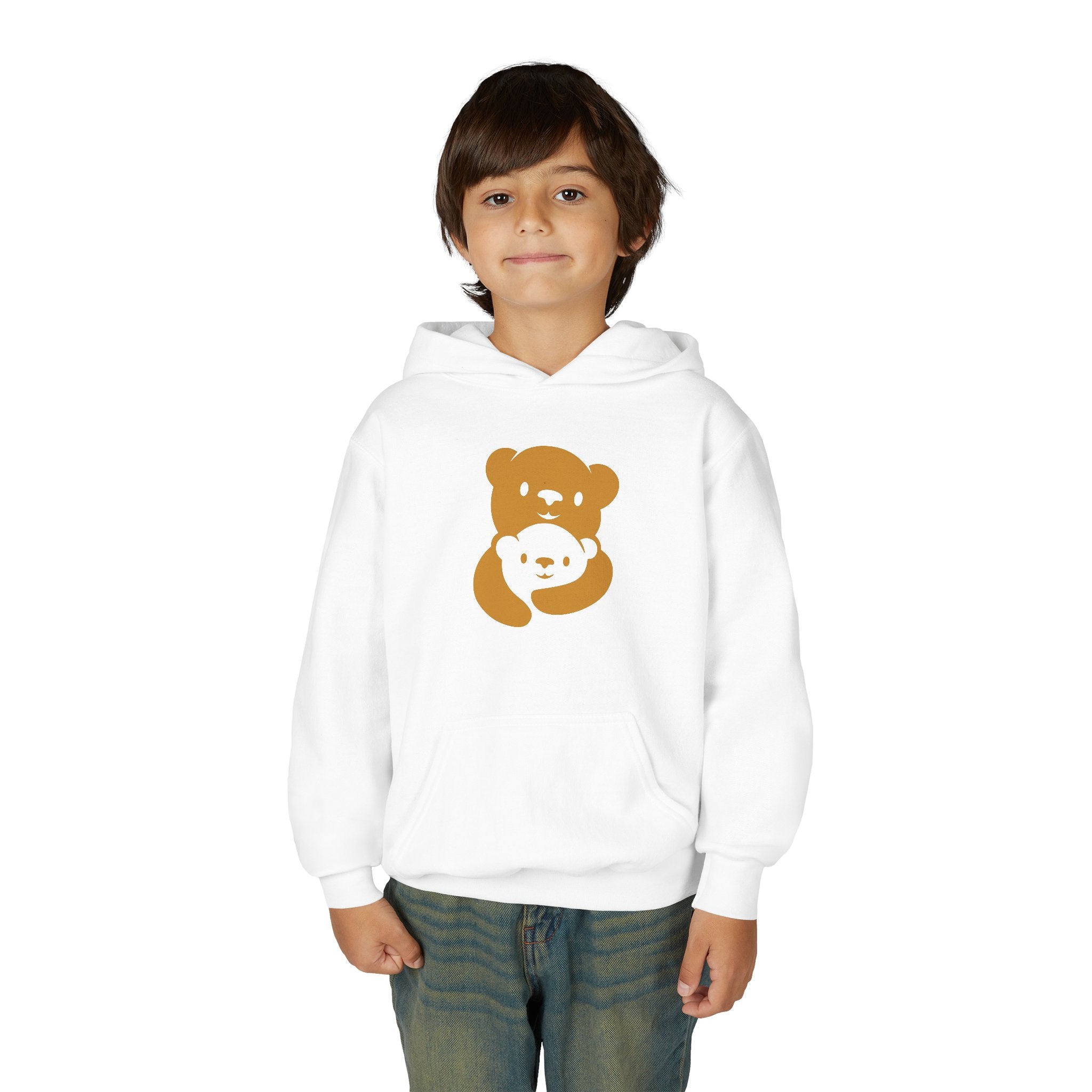 Gold Bear Hug Youth Hoodie | Premium Heavy Blend Hooded Sweatshirt