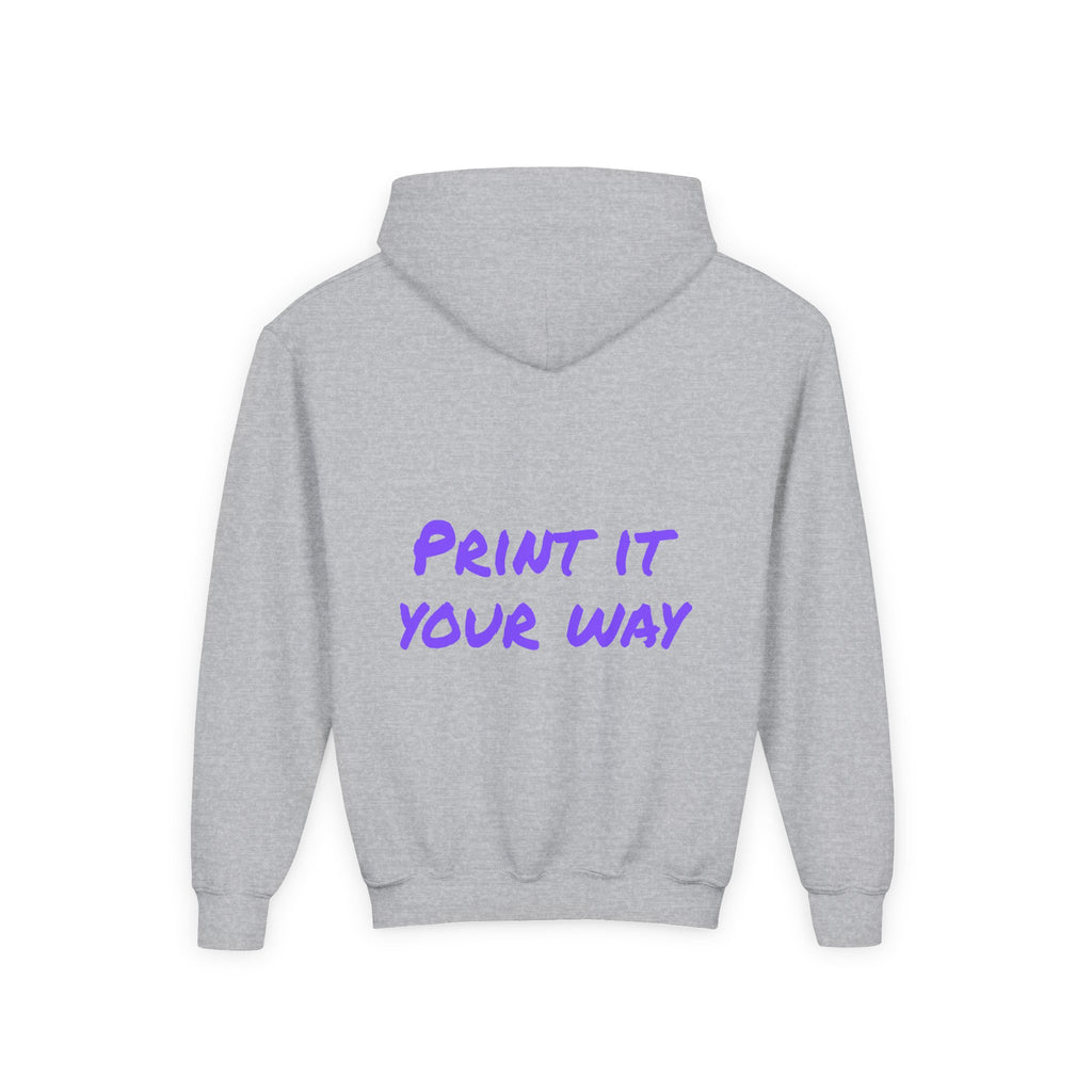 Purple Bear Hug Youth Hoodie | Bold Heavy Blend Hooded Sweatshirt