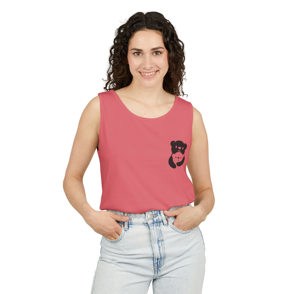 Black Bear Hug Unisex Tank Top | Premium Heavyweight Garment-Dyed