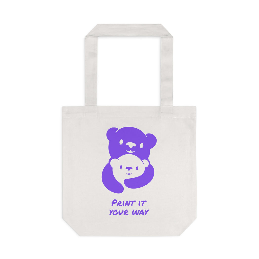 Purple Bear Hug Cotton Tote Bag | Heavy-Weight Canvas Tote