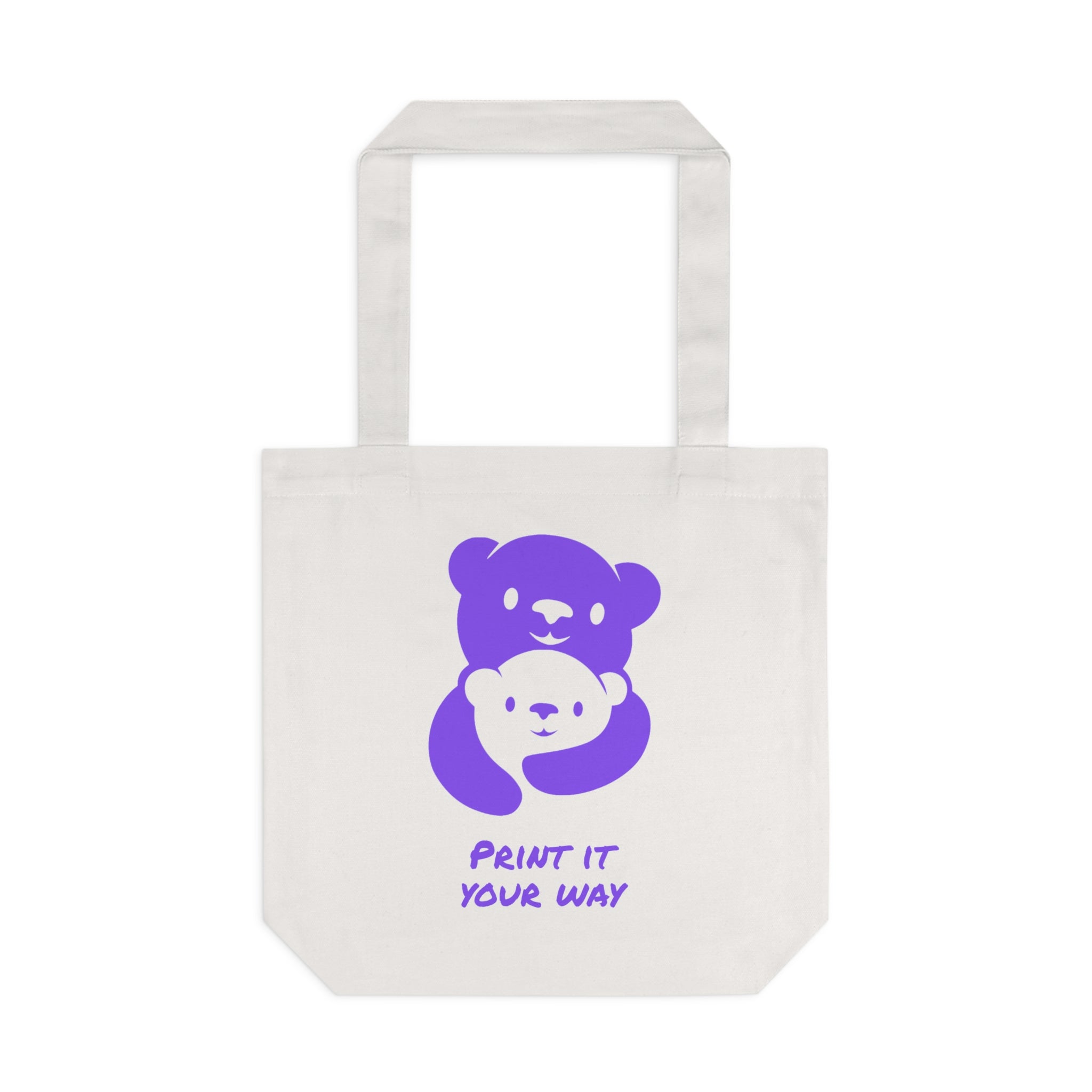 Purple Bear Hug Cotton Tote Bag | Heavy-Weight Canvas Tote