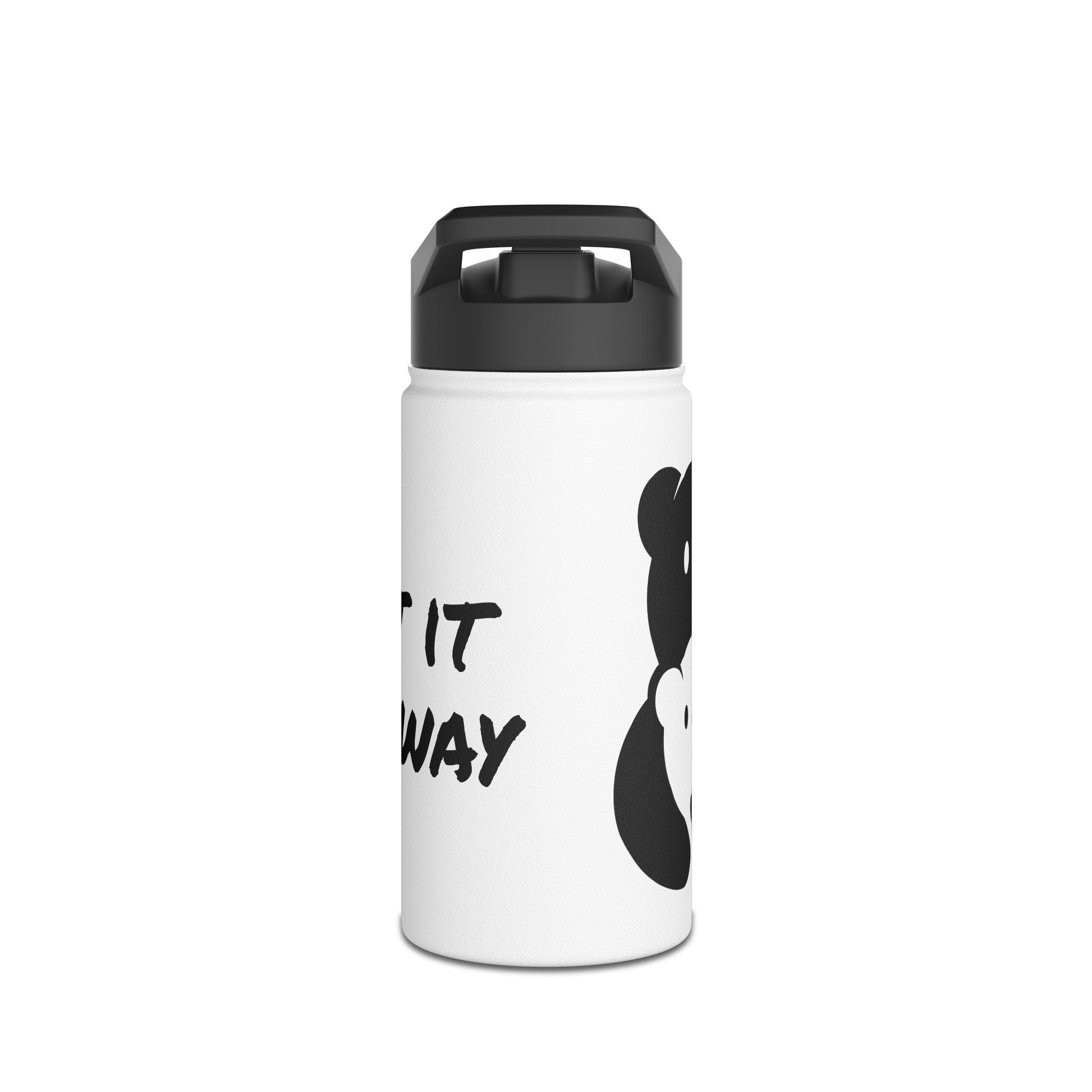 Black Bear Hug Logo Stainless Steel Water Bottle | White Insulated 12oz/18oz/32oz