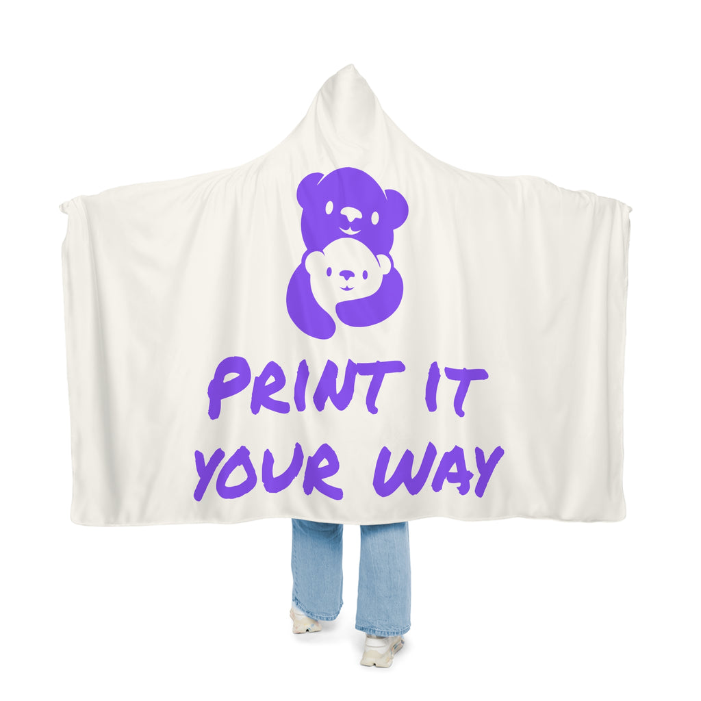 Purple Bear Hug Snuggle Blanket | White Bright Cozy Fleece Throw