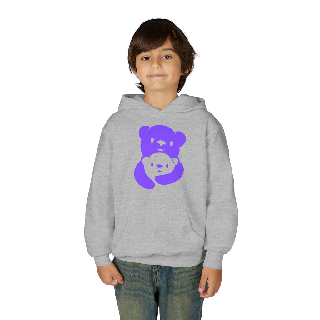 Purple Bear Hug Youth Hoodie | Bold Heavy Blend Hooded Sweatshirt