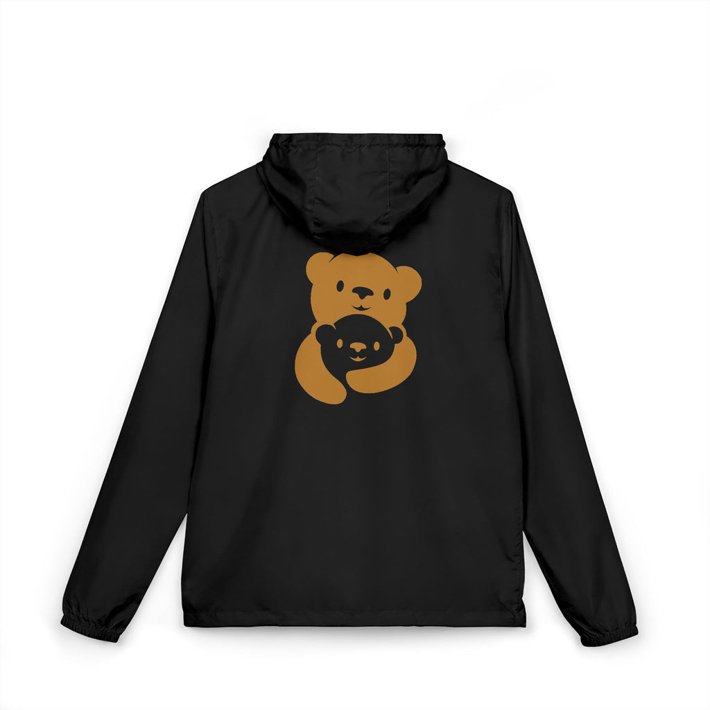Bear Hug Windbreaker Jacket — Graphic Full-Zip Hooded Windbreaker