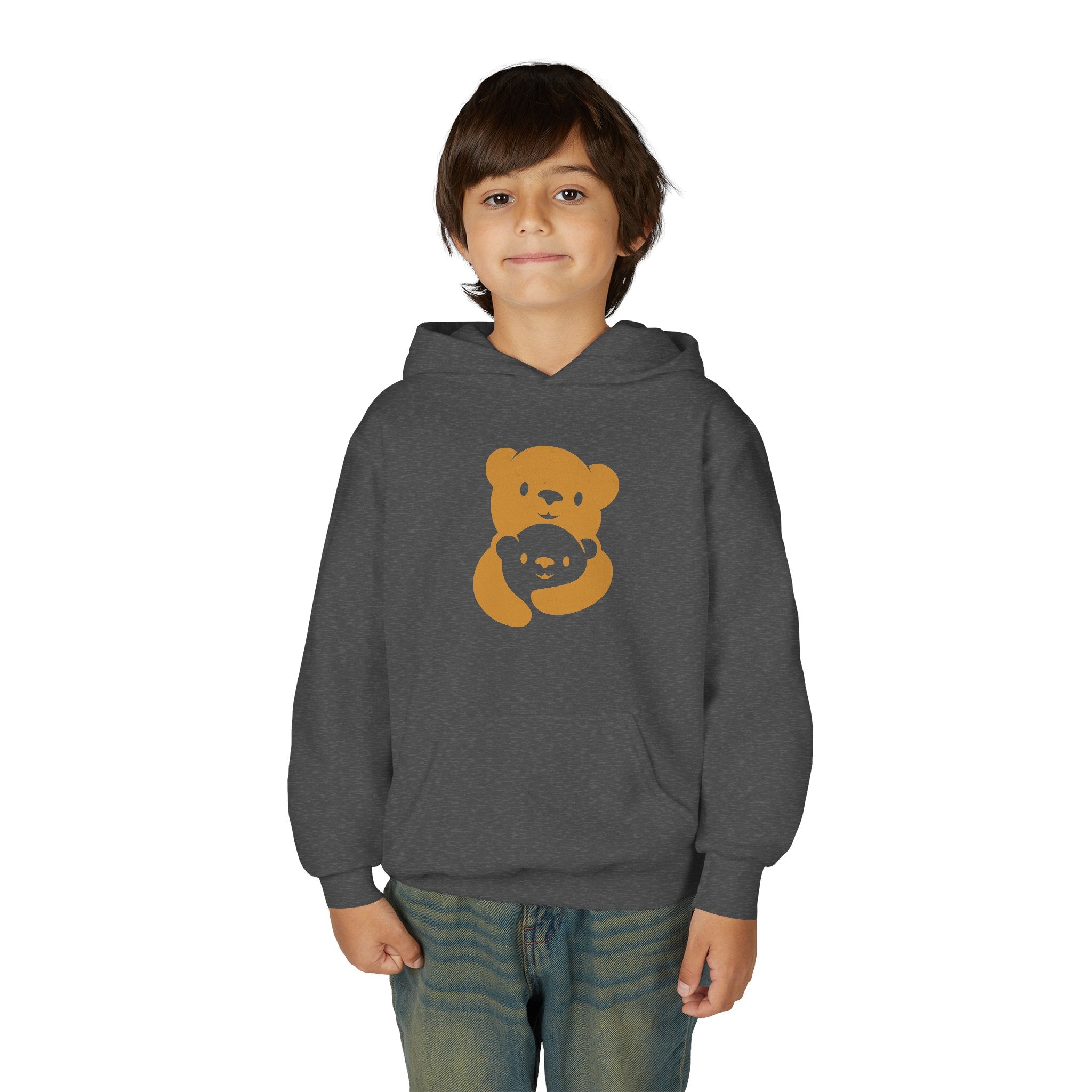 Gold Bear Hug Youth Hoodie | Premium Heavy Blend Hooded Sweatshirt