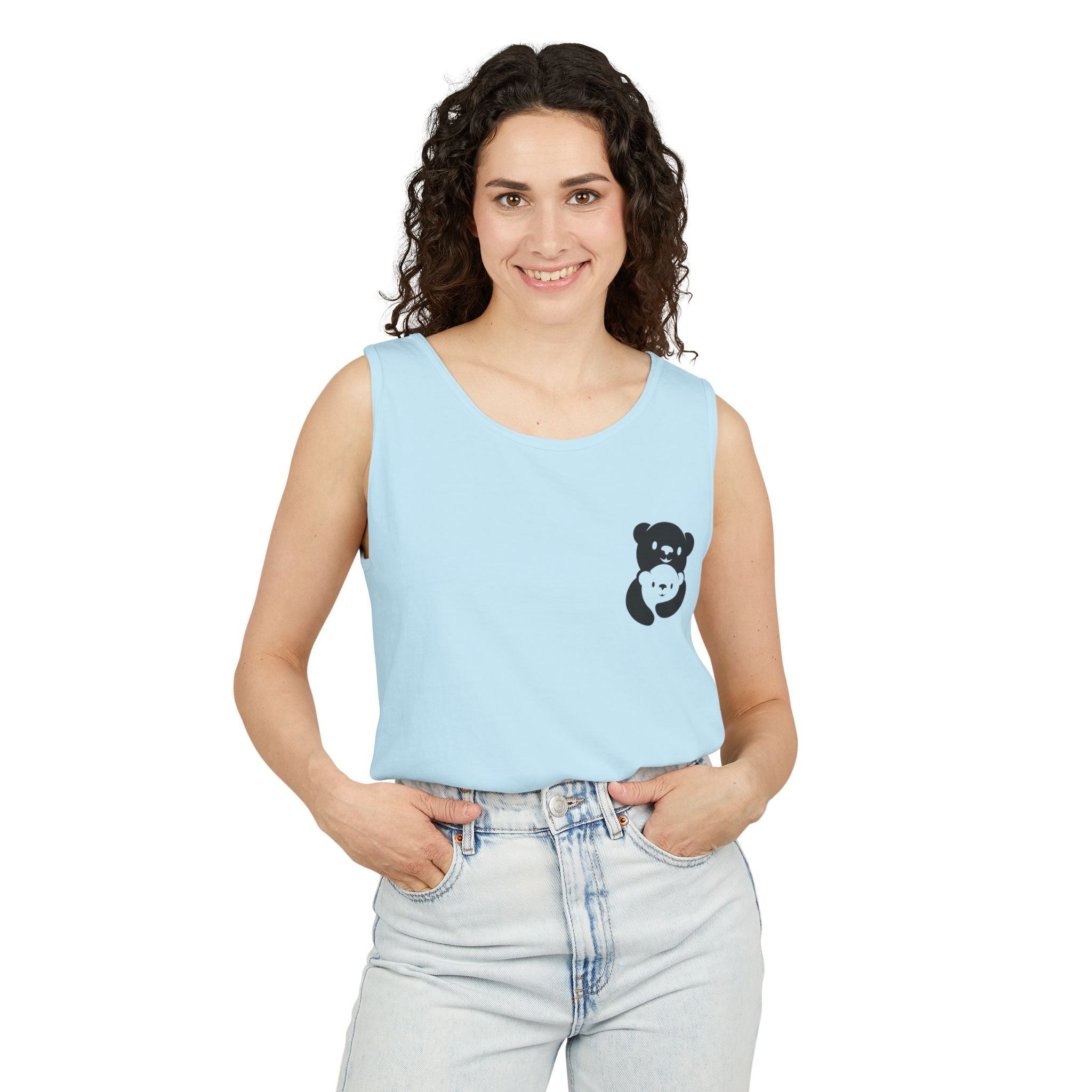 Black Bear Hug Unisex Tank Top | Premium Heavyweight Garment-Dyed