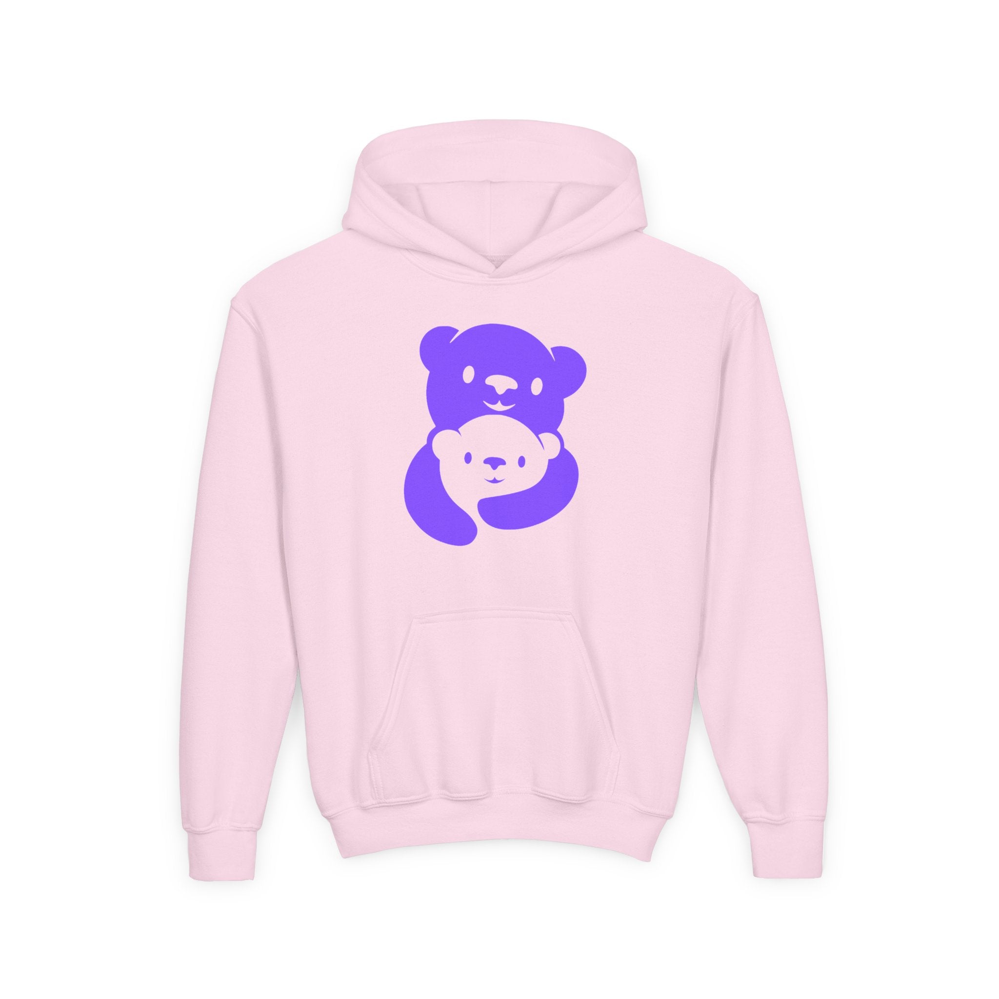 Purple Bear Hug Youth Hoodie | Bold Heavy Blend Hooded Sweatshirt